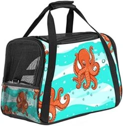 Pet Carrier Shrimp Pattern Sea Food Soft-Sided Pet Travel Carriers For Cats,Dogs Puppy Comfort Portable Foldable Pet Bag Airline Approved -Zoo Shop 51SrUbdf0WS. AC