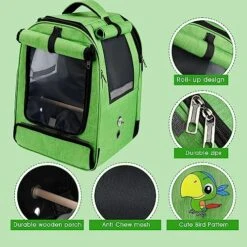 HUMLANJ Large Bird Carrier Backpack, Portable Bird Carrier Travel Cage, Outdoor Breathable Pet Bird Carrier Travel Bag With Standing Perch And Tray For Medium To Large Birds, Parrots -Zoo Shop 51SyJI5uaGL
