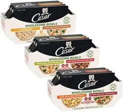 Cesar Wholesome Bowls Adult Soft Wet Dog Food Variety Pack, Beef, Chicken, Carrots, Barley & Green Beans Recipe And Chicken, Apple & Sweet Potato Recipe, (6) 3 Oz. Bowls -Zoo Shop 51T2ragLQGL. AC