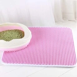 SONGBIRDTH Cat Litter Mat Double-Layer Waterproof Pad Pet Cleaning Supplies For Indoor,Breathable Cotton Blend,Removable Easy To Clean Pink M -Zoo Shop 51TX9PXXThL