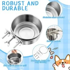 Silkfly 14 Pcs Pet Dog Food Water Bowl Hanging Stainless Steel Pets Bowls With Clamp Holder Detectable Cats Dog Crate Water Bowl Non Spill Metal Feeder For Cage Kennel (4.72 X 1.97 Inch) -Zoo Shop 51Ti5SocqYL 1