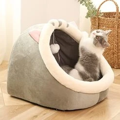 JENPECH Cat Bed Cave For Indoor Cats - Soft Cute Small Cat Bed Warm Pet Basket Kitten Lounger Cushion For Home - Small Pet Bed That Serves As A Cat Cave, Cat Condo -Zoo Shop 51TkdrB73XS