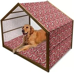 Ambesonne Peppers Wooden Pet House, Pattern Of Chili Peppers With Dotted Background Vegan Spicy Food Theme, Indoor & Outdoor Portable Dog Kennel With Pillow And Cover, Medium, Vermilion Ruby Green 25 Ambesonne Peppers Wooden Pet House, Pattern Of Chili Peppers With Dotted Background Vegan Spicy Food Theme, Indoor & Outdoor Portable Dog Kennel With Pillow And Cover, Medium, Vermilion Ruby Green -Zoo Shop 51TpanEnirL. AC