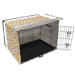 Lunarable Candy Corn Dog Crate Cover, Repetitive Pattern Of Colorful Food Halloween Print For Entertainment, Easy To Use Pet Kennel Cover For Small Dogs Puppies Kittens, 48 Inch, White And Multicolor -Zoo Shop 51TsShtRwnL