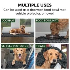 Furhaven 60" X 48" Highly Absorbent Dog Door Mat For Muddy Paws, 100% Washable, Perfect For Entryway, Kitchen, & Bathroom Use - Chenille Shammy Rug - Charcoal (Gray), Jumbo Plus/XXXL -Zoo Shop 51U19aFhFoL