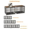 Heavy Duty Dog Crate Furniture: 84inch Wooden Dog Crates End Table Kennel With Three Doors And Removable Tray - Extra Large Puppy Indoor Training Playpen House Decorative Side Table Cage Rustic Brown -Zoo Shop 51U8IlknaML