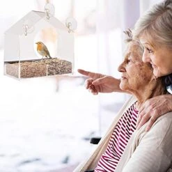 FVOWOH Bird Hanging Feed Viewing Window Seed Clear Suction Table Glass Hotel Pet Toys Electronic Dog Feeders For Large Dogs(l3-Clear) -Zoo Shop 51UJc574uYL