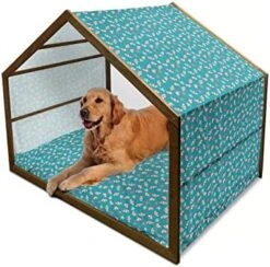 Ambesonne Lime Wooden Dog House, Silhouette Of Citrus Fruit With Leaf Background Healthy Life Tropical Food, Indoor & Outdoor Portable Dog Kennel With Pillow & Cover, 2X-Large, Lime Green Apple Green -Zoo Shop 51UOEePEEBL. AC 1
