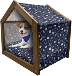 Ambesonne Vegetable Wooden Pet House, Radish Carrot And Beets Pattern On Beige Background Hand Drawn Food Composition, Indoor & Outdoor Portable Dog Kennel With Pillow And Cover, Small, Multicolor -Zoo Shop 51UdOQcGipL. AC