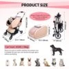 Pink Cat Stroller For Large Cat 20 To 30 Lbs,Foldable Pet Stroller For Large Cat,Sturdy Aluminum Frame,Collapsible,Lightweight Pink Pet Stroller For Cat,Mesh Windows,Breathable -Zoo Shop 51UnHi83DzL