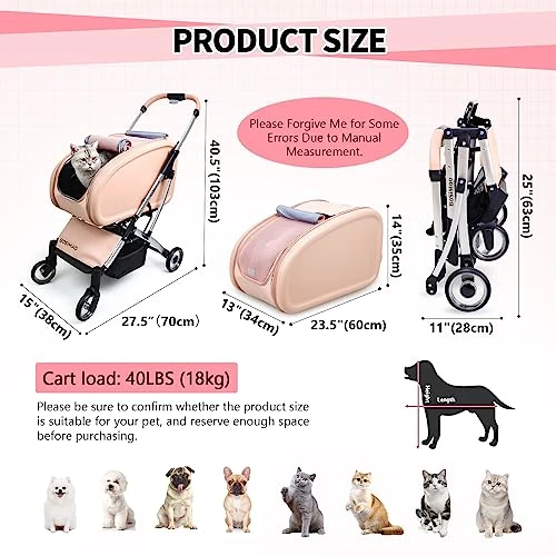 Pink Cat Stroller For Large Cat 20 To 30 Lbs,Foldable Pet Stroller For Large Cat,Sturdy Aluminum Frame,Collapsible,Lightweight Pink Pet Stroller For Cat,Mesh Windows,Breathable 3 Pink Cat Stroller For Large Cat 20 To 30 Lbs,Foldable Pet Stroller For Large Cat,Sturdy Aluminum Frame,Collapsible,Lightweight Pink Pet Stroller For Cat,Mesh Windows,Breathable