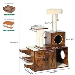 YITAHOME Litter Box Enlcosure With Cat Tree, 4-in-1 Modern Cat Tree With Cat Mat, Indoor Wooden Cat House Separable Litter Box Furniture Hidden End Table For 3-4 Large Cats 12 YITAHOME Litter Box Enlcosure With Cat Tree, 4-in-1 Modern Cat Tree With Cat Mat, Indoor Wooden Cat House Separable Litter Box Furniture Hidden End Table For 3-4 Large Cats -Zoo Shop 51UsXxzcbxL