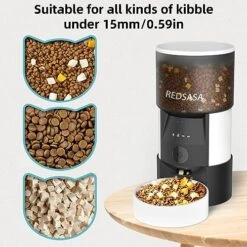 REDSASA Automatic Cat Feeder, Cat Feeder With Camera, 3L Automatic Cat Food Dispenser With Night Vision&1080P HD Video, Up To 20 Portions 8 Meals Per Day -Zoo Shop 51VBadyIzEL
