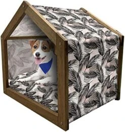 Lunarable Candy Cane Wooden Dog House, Round And Cane Candy Design Ornamental Christmas Theme Holiday Food, Outdoor & Indoor Portable Dog Kennel With Pillow And Cover, X-Large, Vermilion Seafoam White -Zoo Shop 51VOFnuJ3L. AC