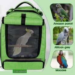 HUMLANJ Large Bird Carrier Backpack, Portable Bird Carrier Travel Cage, Outdoor Breathable Pet Bird Carrier Travel Bag With Standing Perch And Tray For Medium To Large Birds, Parrots -Zoo Shop 51VS4GgIcbL