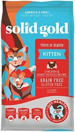 Solid Gold Dry Kitten Food - Made With Real Chicken And Sweet Potato - Touch Of Heaven Grain Free Dry Cat Food For Kittens - Natural Support For Bone, Joint And Immune System Development -Zoo Shop 51VUWJNwhdL. AC