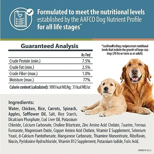JustFoodForDogs Pantry Fresh Dog Food, Human Grade Chicken & White Rice (12 Pack) 6 JustFoodForDogs Pantry Fresh Dog Food, Human Grade Chicken & White Rice (12 Pack) - Image 4
