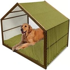 Ambesonne Banana Wooden Dog House, Graphic Illustration Of Tropical Fruit Ripe And Healthy Exotic Food, Indoor & Outdoor Portable Dog Kennel With Pillow And Cover, X-Large, Pale Green Yellow -Zoo Shop 51VlhR JBrL. AC