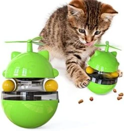 PUINGREN Cat Food Tumbler Toys Cat Food Dispenser Cat Treat Toys Cat Food Balance Ball,Cat Food Puzzle Feeder For Indoor Cats InteractiveToy Gift For Kitten/Dogs-USB Charging Cat Toys(Yellow) -Zoo Shop 51Vs7YZHXJL. AC