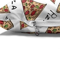 Ambesonne Pizza Pet Bed, Pattern In Hand Drawn Doodle Style Pizzeria Menu Fast Food Delicious Gourmet Eating, Chew Resistant Pad For Dogs And Cats Cushion With Removable Cover, 24" X 39", Multicolor -Zoo Shop 51VtRKHKY9L