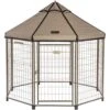 Advantek 5 Foot Portable Indoor Outdoor Metal Dog Gazebo Kennel With Waterproof Cover, Earth Taupe -Zoo Shop 51VxbpqkzIL