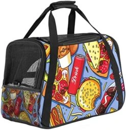Pet Carrier American Delicious Fat Food Pattern Soft-Sided Pet Travel Carriers For Cats,Dogs Puppy Comfort Portable Foldable Pet Bag Airline Approved -Zoo Shop 51W U2 46iL. AC