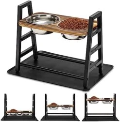 Yoimori Elevated Dog Bowls For Large Dogs Raised Dog Bowl Stand 3 Heights 3.9in 8in 12.8in With 2 Stainless Steel Dog Food Water Bowls For Large Medium Small Dogs(with Spill Proof Mat) -Zoo Shop 51W7ycwzRaL. AC