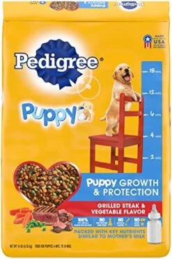 Pedigree Puppy Growth & Protection Dry Dog Food Grilled Steak & Vegetable Flavor, 14 Lb. Bag -Zoo Shop 51W8M2drizL. AC 1