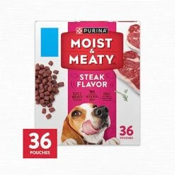 Purina Moist And Meaty Steak Flavor Soft Dog Food Pouches - 36 Ct. Pouch -Zoo Shop 51WW4bxRHTL