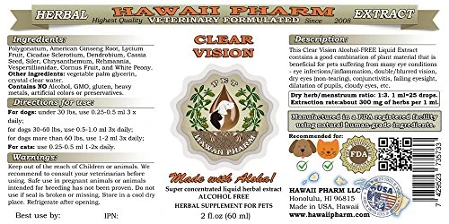 HawaiiPharm Clear Vision, Veterinary Natural Alcohol-Free Liquid Extract, Pet Herbal Supplement 2 Oz 3 HawaiiPharm Clear Vision, Veterinary Natural Alcohol-Free Liquid Extract, Pet Herbal Supplement 2 Oz