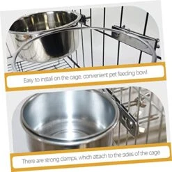 Bird Cage Mount Bowl Stainless Steel Dog Bowls 4 Pcs Feeder Stainless Steel Silver Alloy Rabbit Food Metal Bird Feeder -Zoo Shop 51WeNEGUFIL