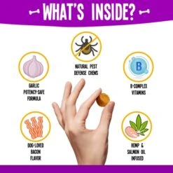 True Tails Flea And Tick Prevention For Dogs – 90 Bacon Soft Chews Dog Flea & Tick Control – Natural Flea And Tick Treatment With Garlic, Hemp, Vitamin B Complex – With No Preservatives -Zoo Shop 51WkLiDXpmL