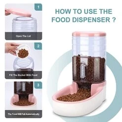 Meikuler Pets Auto Feeder 3.8L,Food Feeder And Water Dispenser Set For Small & Big Dogs Cats And Pets Animals (Pink) -Zoo Shop 51XMfWqmC6L