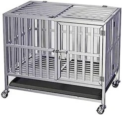 Collapsible Dog Cage, Four Wheel Stainless Steel Dog Kennel, Suitable For All Kinds Of Pet Dogs And Cats, Large Dog And Dog Cage (Size : 125 * 95 * 110) -Zoo Shop 51XN8zwtHL. AC