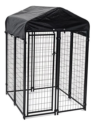 Lucky Dog 60544 Uptown Spacious 4' X 4' X 6' Heavy Duty Welded Wire Outdoor Dog Kennel With Water Resistant Cover, Black 3 Lucky Dog 60544 Uptown Spacious 4' X 4' X 6' Heavy Duty Welded Wire Outdoor Dog Kennel With Water Resistant Cover, Black