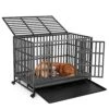 Holiwei 42 Inch Heavy Duty Indestructible Dog Crate XL Metal Kenneland Cage For Large Dog,Escape Proof Dog Cratewith Wheels, Removable Tray -Zoo Shop 51XcT03aCuL