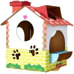 Cardboard Cat House: All-Season DIY Semi-Enclosed Design Scratching Board High-Density Creative Cottage Playhouse Toys Indoor Decor (Not Scratching Board,Hot Dog Fast Food Truck) -Zoo Shop 51XgN9cD5rL. AC