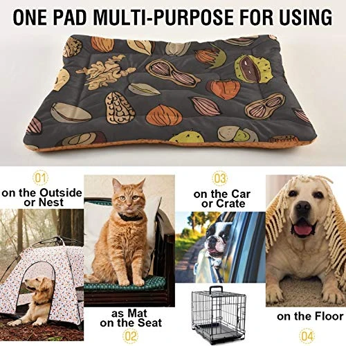 Dog Bed Cartoon Healthy Food Nuts Crate Pad Mat 24''x18'' Washable Pet Bed Cat Beds Soft Dog Mattress- Anti-Slip Kennel Pad Luxury Color 7 Dog Bed Cartoon Healthy Food Nuts Crate Pad Mat 24''x18'' Washable Pet Bed Cat Beds Soft Dog Mattress- Anti-Slip Kennel Pad Luxury Color - Image 5