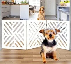 Bundaloo Freestanding Dog Gate With Door Expandable Decorative Wooden Fence For Small To Medium Pet Dogs, Barrier For Stairs, Doorways, & Hallways (Black Diamond) -Zoo Shop 51Y8z9qurPL. AC