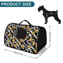 Pizza Hamburger And Food On Zebra Print Pet Carrier For Small Dogs & Cats Travel Puppy Portable Handbag Pet Carrier Bag For Travel/Car/Outdoor -Zoo Shop 51YAuHwB41L