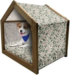 Ambesonne Sushi Wooden Pet House, Seafood Themed Traditional Sushi Rolls Consisting Of Rice Raw Fish Veggies In Seaweed, Indoor & Outdoor Portable Dog Kennel With Pillow And Cover, Small, Multicolor -Zoo Shop 51YV3sSGML. AC