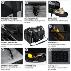 Pet Carrier TSA Airline Approved For Cat,Foldable Soft Edge Pet Travel Carrier Removable For Medium Small Cats And Dog 20lbs With Adequate Ventilation，5 Mesh Windows,2 Entrances,1 Dormer, 1Storage Bag -Zoo Shop 51YWBlIytoL