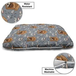 Lunarable Dog Bone Wooden Pet House, Puppy Sleeping In Doghouse Pattern With Paw Printsnd Food Bowl Illustration, Outdoor & Indoor Portable Dog Kennel With Pillow And Cover, Large, Multicolor -Zoo Shop 51YhoTZob4L