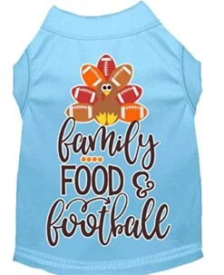 BRIGHTT - Family, Food, And Football Screen Print Dog Shirt Baby Blue XS For Pet Dog Puppy Pup Pupper Doggos