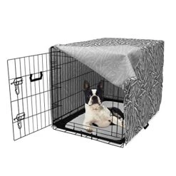 Ambesonne Food Dog Crate Cover, Abstract Design Monochromatic Chili Peppers Modernistic Illustration, Easy To Use Pet Kennel Cover For Small Dogs Puppies Kittens, 18 Inch, Charcoal Grey And White -Zoo Shop 51YszEXYePL