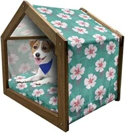 Ambesonne Banana Wooden Dog House, Graphic Illustration Of Tropical Fruit Ripe And Healthy Exotic Food, Indoor & Outdoor Portable Dog Kennel With Pillow And Cover, X-Large, Pale Green Yellow -Zoo Shop 51YyiCQd lL. AC
