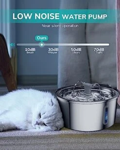 Petnimal Cat Water Fountain, 108oz/3.2L Stainless Steel Cat Fountain Water Bowl, Quiet Electric Automatic Pet Water Fountain With Silicone Mat, Water Fountain For Cats Inside For Cats Dogs Pets -Zoo Shop 51Z4d7z6ERL