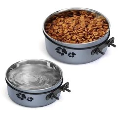 SubClap Kennel Water Bowl, No Spill And Detachable Dog Crate Water Food Bowl, Hanging Pet Cage Bowl With Clamp Holder, 2 Stainless Steel Pets Bowls For Medium Large Small Dogs & Cats -Zoo Shop 51Z8bHP9HoL