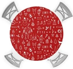 MUSEDAY Round Waterproof Table Cover Independence Day Dog Elastic Tablecloth Fitted Table Cover IndoorOutdoor Spillproof Table Cover Fits Tables Up To 36"-44" Diameter, Pet Dog Paw Red Navy Blue -Zoo Shop 51ZH75CcL. AC