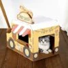 Cardboard Cat House: All-Season DIY Semi-Enclosed Design Scratching Board High-Density Creative Cottage Playhouse Toys Indoor Decor (Not Scratching Board,Hot Dog Fast Food Truck) -Zoo Shop 51ZHK8cRPsL